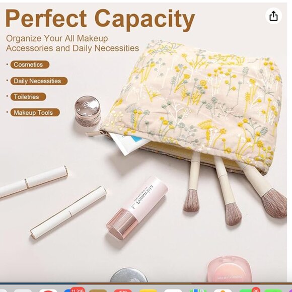 Flower Cosmetic Bags 2 PACK BUNDLE NEW! - Picture 6 of 9